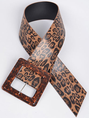 Square belt buckle with Leopard print